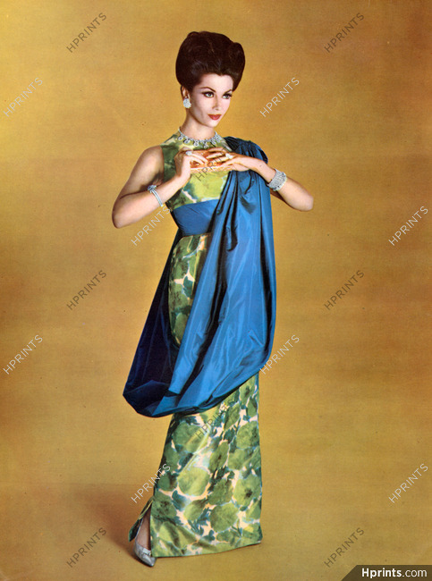 Grès 1959 Evening Dress in "Opiace", Bucol, Van Cleef & Arpels, Photo Pottier
