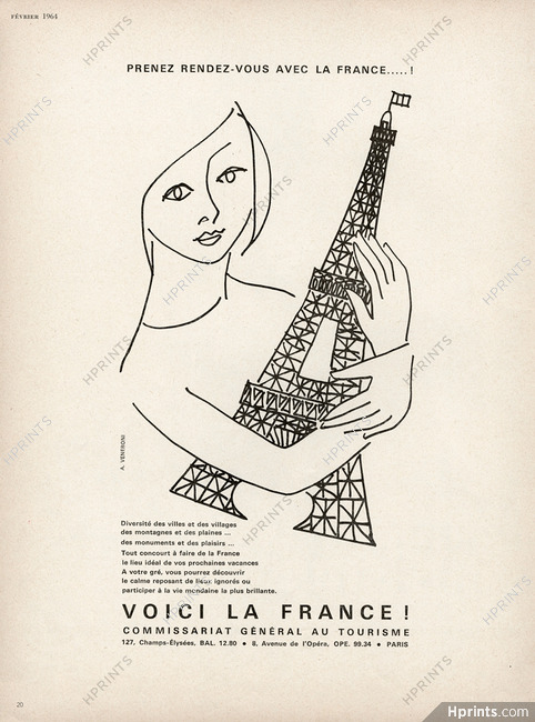 Voici la France ! 1964 Commissariat Général Au Tourisme, Eiffel Tower, A. Veneroni
