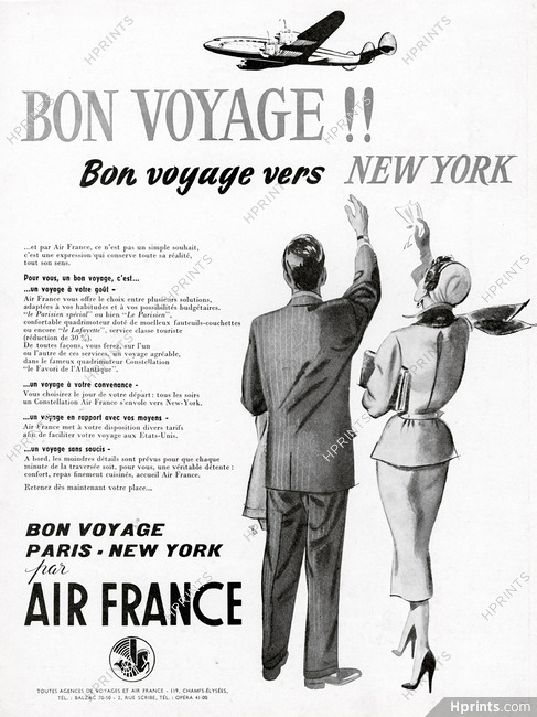 Air France 1953 Bon Voyage Vers New York