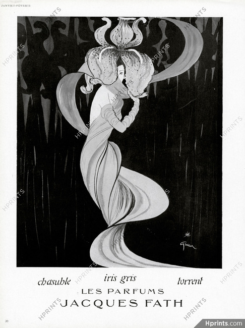 Jacques Fath (Perfumes) 1947 Iris Gris, René Gruau