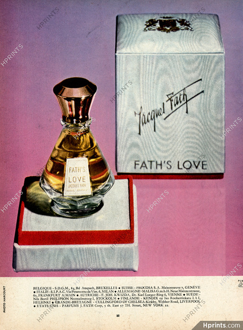 Jacques Fath (Perfumes) 1962 Fath's Love, Photo Harcourt