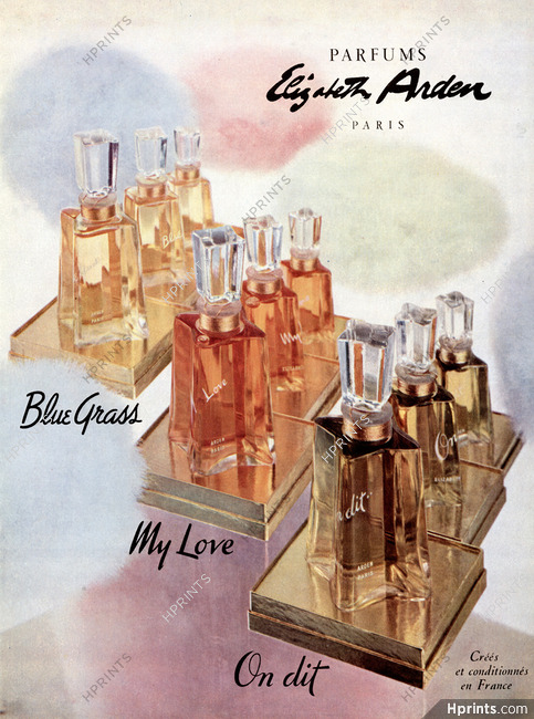 Elizabeth Arden (Perfumes) 1954 Blue Grass, My Love, On Dit