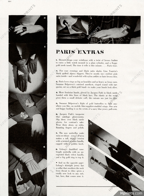 Paris Extras 1945 Suzanne Belperron (Ring, Butterflies), Hermès (Bracelet), Line Vautrin (Slippers), Jacques Fath