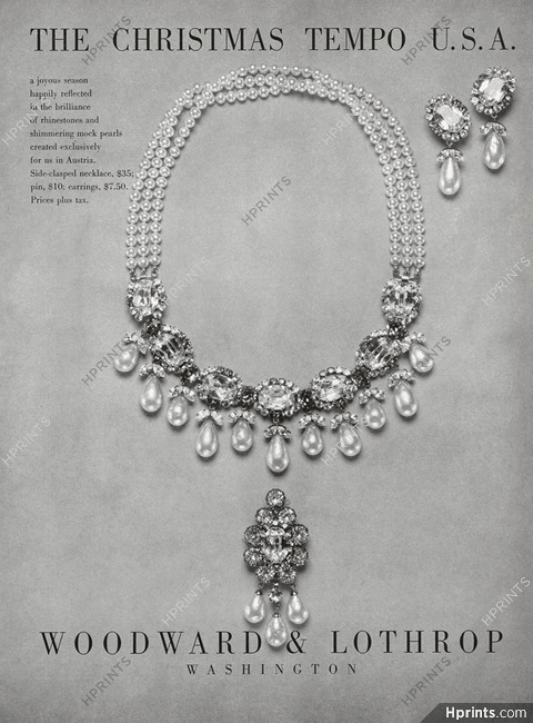 Woodward & Lothrop 1960 Necklace, Pin, Earrings