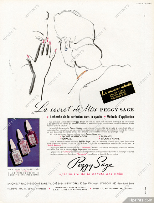Peggy Sage (Cosmetics) 1947 Nail Polish