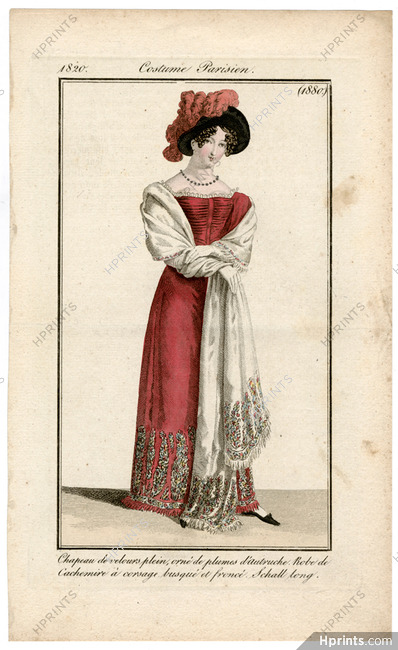 Le Journal des Dames et des Modes 1820 Costume Parisien N°1880