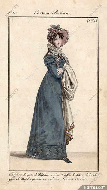 Le Journal des Dames et des Modes 1820 Costume Parisien N°1884