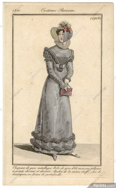 Le Journal des Dames et des Modes 1820 Costume Parisien N°1906
