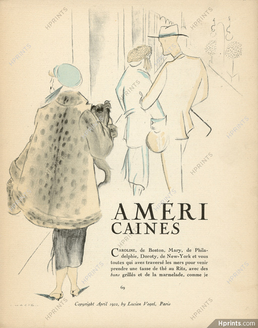 Gazette du Bon Ton 1922 "Americaines" Roger Chastel, Pekingese Dog