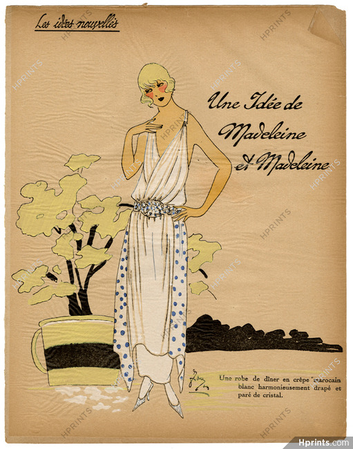 Les Idées Nouvelles de la Mode, circa 1922 Madeleine & Madeleine, Fashion Art Deco Pochoir on Chinese Paper