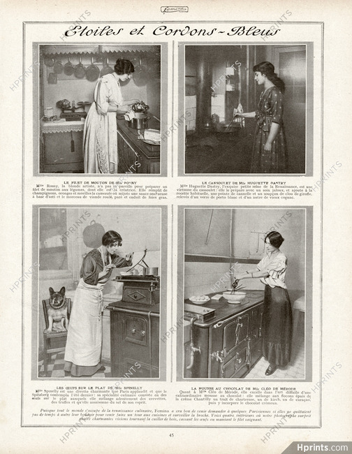 Cléo De Mérode, Spinelly, Miss Rosny, Huguette Dastry 1913 Stars and Cordon-bleu Cooks