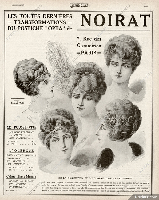 Noirat (Hairstyle) 1913 Hairpieces