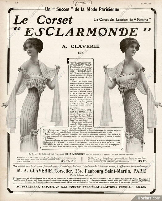 Claverie (Corsetmaker) 1912 "Esclarmonde"