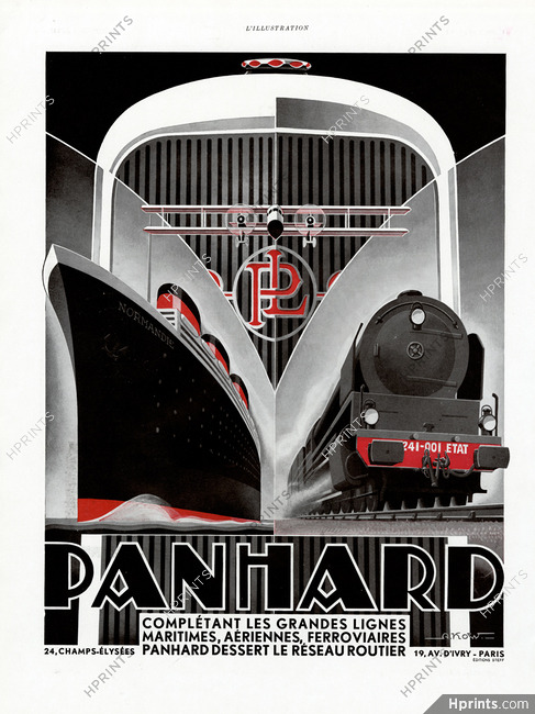 Panhard 1932 Alexis Kow, Normandie Transatlantic Liner, Train, Airplane