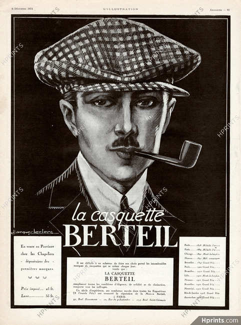 Berteil (Hats) 1924 Casquette, Julien Jacques Leclerc