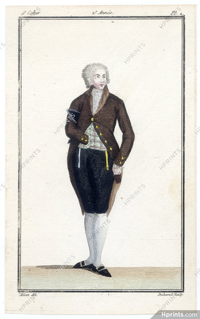 Magasin des Modes Nouvelles Françoises et Angloises 1786 cahier n°4, plate n°2, Mitan, English Man