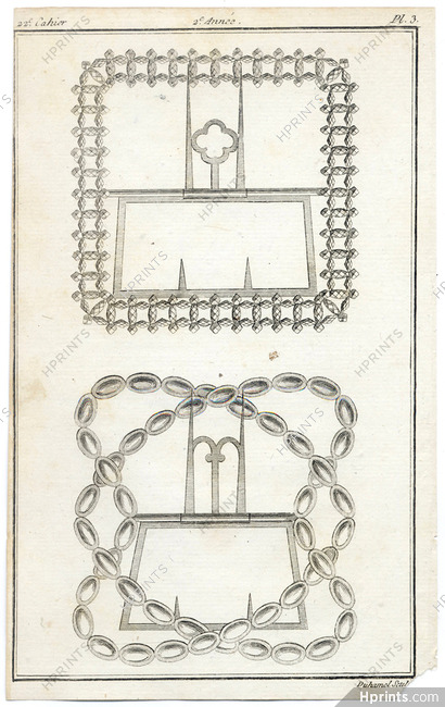 Magasin des Modes Nouvelles 1787 cahier n°22, plate n°3, Shoes Buckles for Men