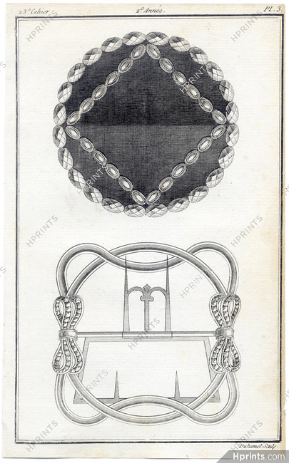 Magasin des Modes Nouvelles 1787 cahier n°23, plate n°3, Shoes Buckles for Women