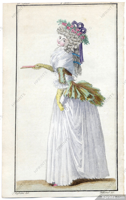 Magasin des Modes Nouvelles 1787 cahier n°26, plate n°1, Defraine, 18th Century Dress