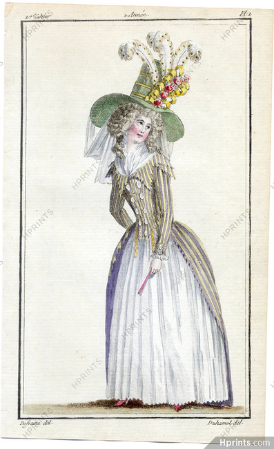 Magasin des Modes Nouvelles 1787 cahier n°27, plate n°1, Defraine, 18th Century Dress