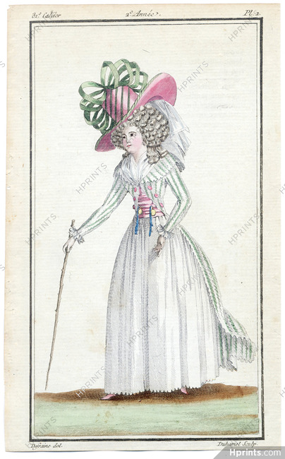 Magasin des Modes Nouvelles 1787 cahier n°31, plate n°1, Defraine, 18th Century Dress