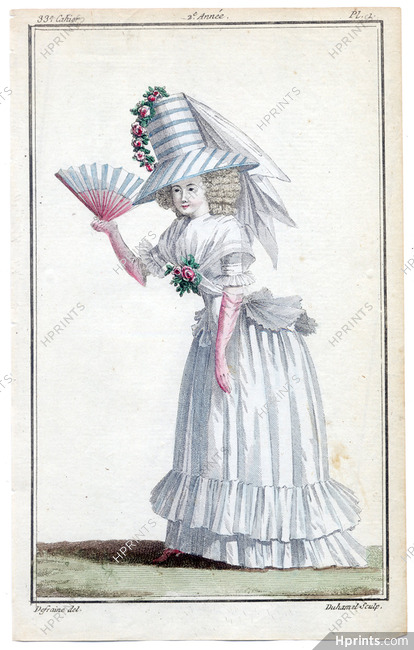 Magasin des Modes Nouvelles 1787 cahier n°33, plate n°1, Defraine, 18th Century Dress