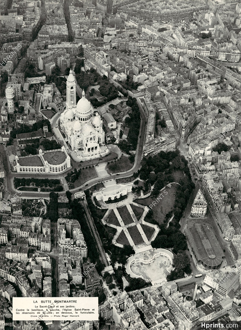 La Butte Montmartre 1938 Sacré-Coeur, Photographie aérienne, Cliché Wartelle