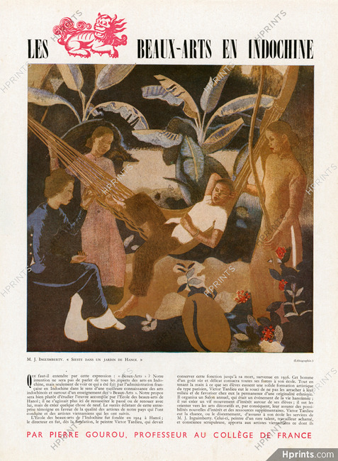Les Beaux-Arts en Indochine, 1949 - Inguimberty, Texte par Pierre Gourou, 3 pages