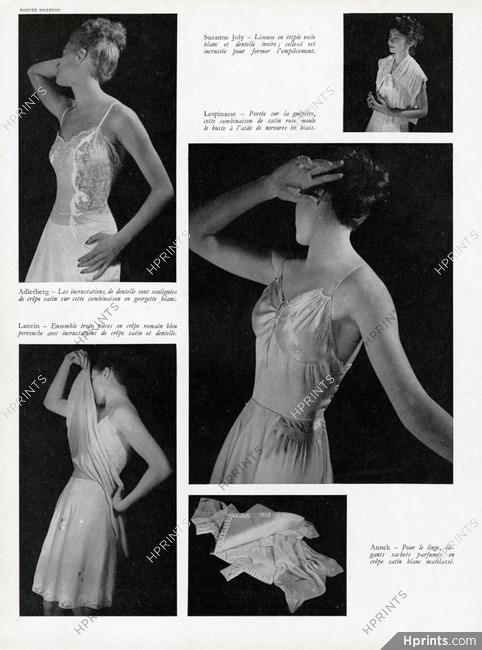 Adlerberg, Lanvin, Lespinasse... 1947 Nightdresses, Photo Harry Meerson