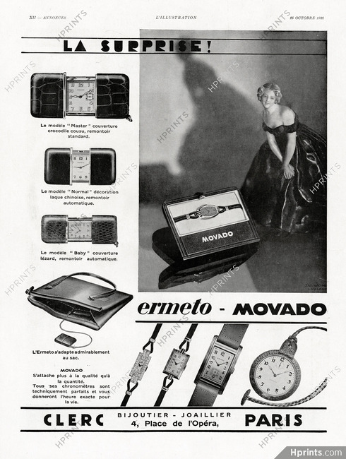 Ermeto Movado (Watches) 1930 — Advertisements