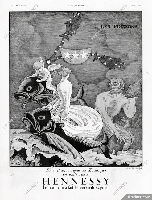Hennessy 1935 Poissons (Pisces) Zodiac Fish