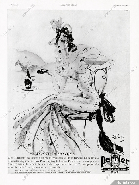Perrier (Water) 1936 J.G. Domergue, Elegant Parisienne