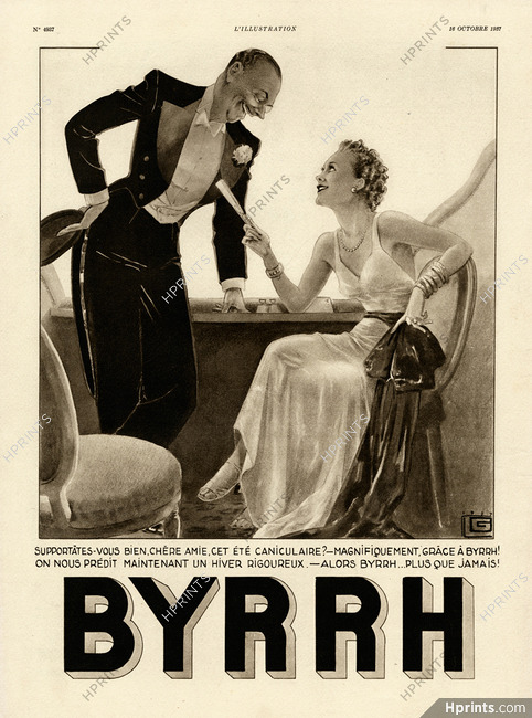 Byrrh 1937 Léonnec Elegant Parisienne White tie