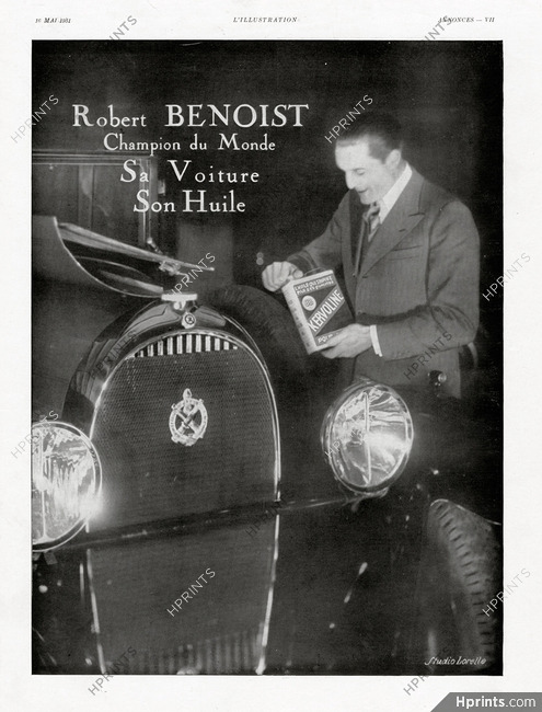 Kervoline (Motor Oil) 1931 Robert Benoist, Hotchkiss, Photo Studio Lorelle
