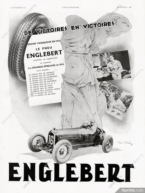 Englebert (Tyres) 1934 Chiron, Geo Ham, Victory Of Samothrace