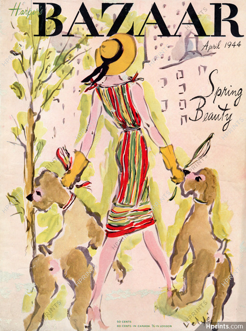 Marcel Vertes 1944 Traina Norell, Summer Dress, Poodle