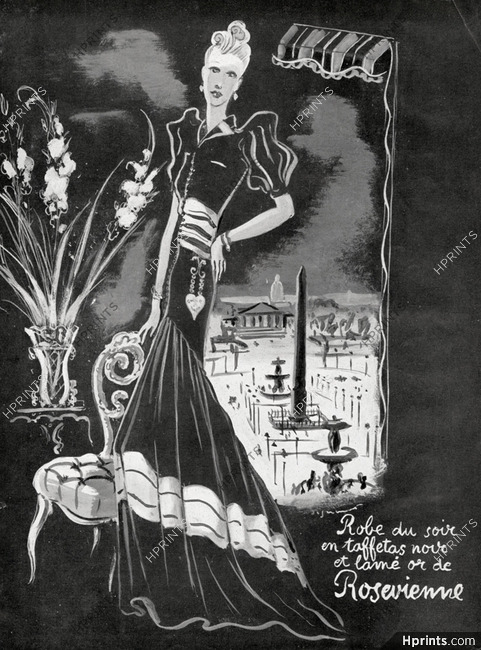 Rosevienne 1939 Evening Dress, Place de la Concorde, Dignimont