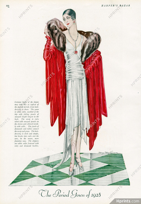 "The Period Gown of 1928", Mary Mac Kinnon 1927 Art Deco, Evening Dress, Jewels