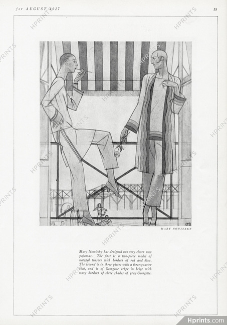 Mary Nowitzky 1927 Pajamas, Bernard Boutet de Monvel