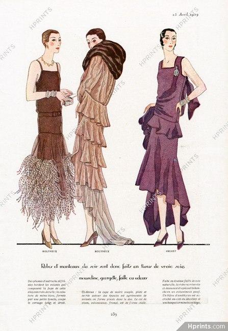 Molyneux, Premet 1929 Robes et manteaux du soir