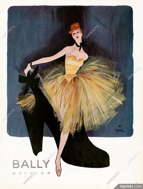 Bally (Shoes) 1947 René Gruau — Advertisement