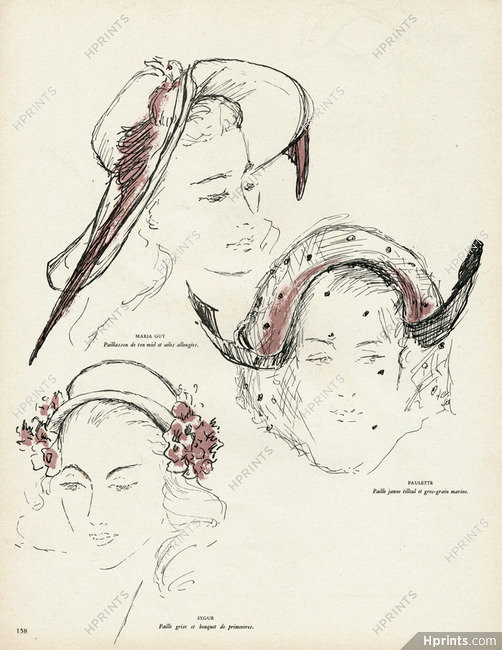 Anne Rozatty 1947 Hats, Paulette, Maria Guy, Sygur