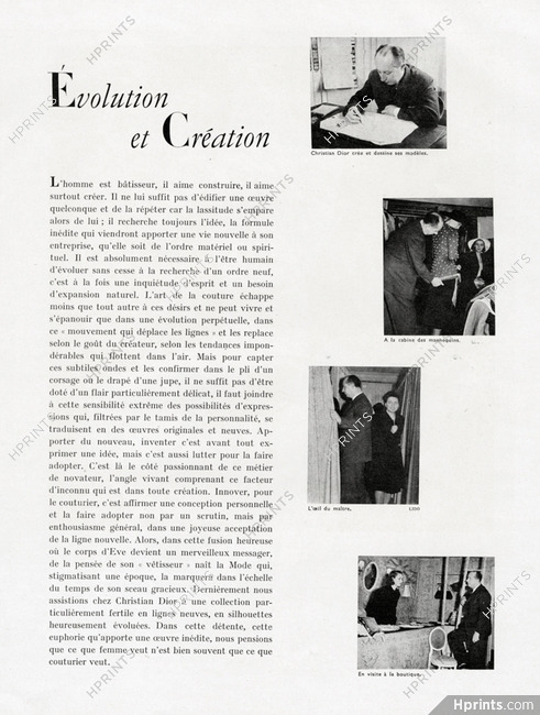 Christian Dior 1947 Evolution et Création, Photos Lido