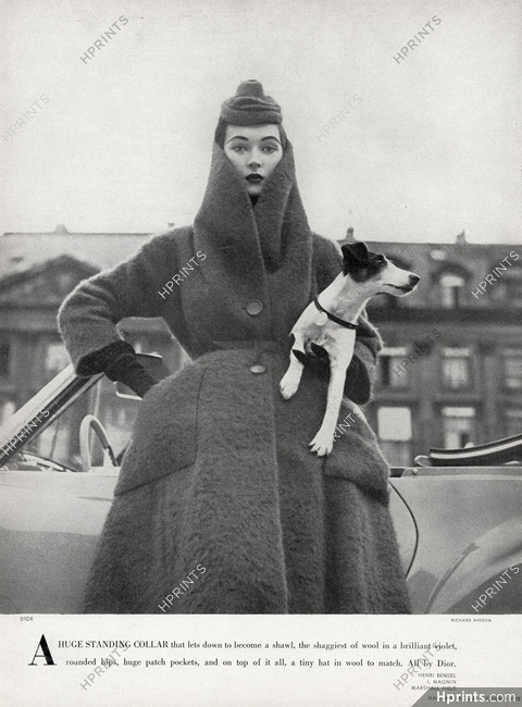 Christian Dior 1950 Huge standing collar, Dovima, Photo Richard Avedon