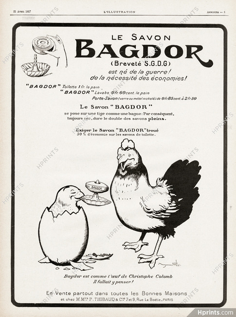 Bagdor (Savon) 1917 Poule et Oeuf, Benjamin Rabier