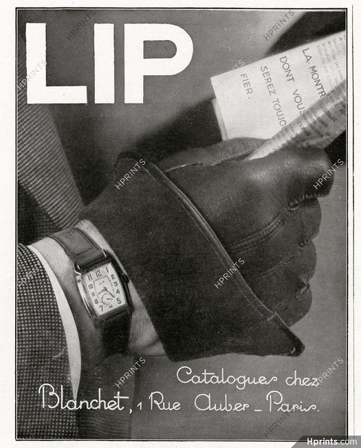 LIP (Watches) 1928 — Advertisement