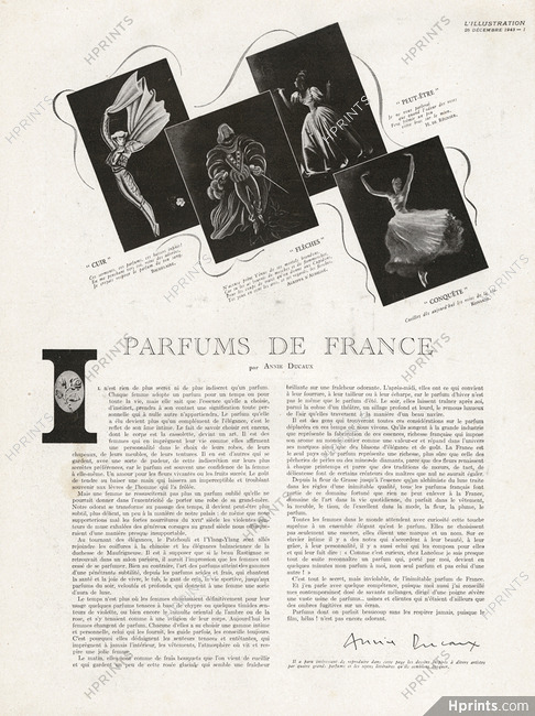 Lancôme (Perfumes) 1943 Parfums de France, par Annie Ducaux, Cuir, Flèches, Peut-être, Conquête