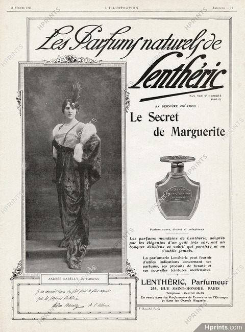 Lenthéric (Perfumes) 1914 Secret de Marguerite, Andrée Barelly, Photo Talbot