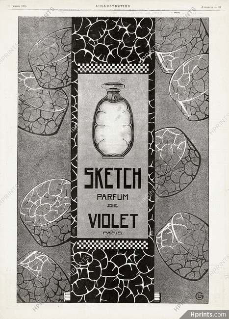 Violet (Perfumes) 1924 Sketch, Art Deco Style