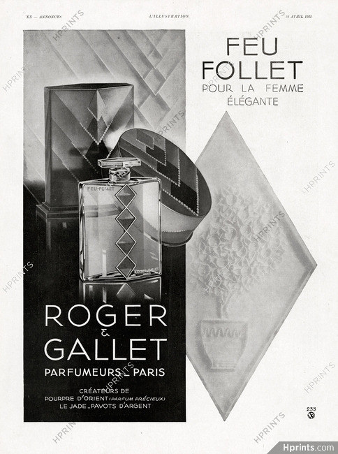 Roger & Gallet (Perfumes) 1931 Feu-Follet, Art Deco
